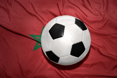 soccer ball and flag of Morocco